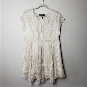 FREE PEOPLE Cream White Lace Beaded Dress Size M